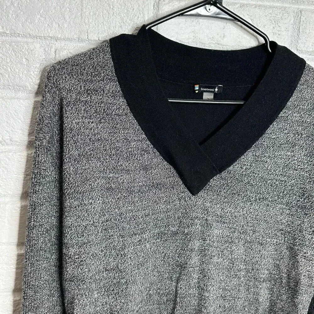 Smartwool‎ Akamina V-Neck Merino Wool Blend Sweater Gray size Small